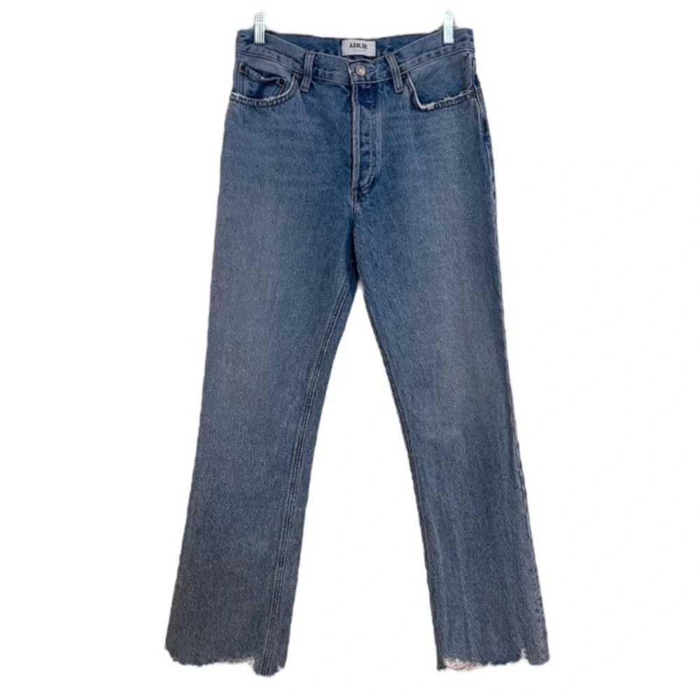 Agolde Light Wash Relaxed Boot Boho Classic High Waist Cut Raw Hem Denim Jean 27
